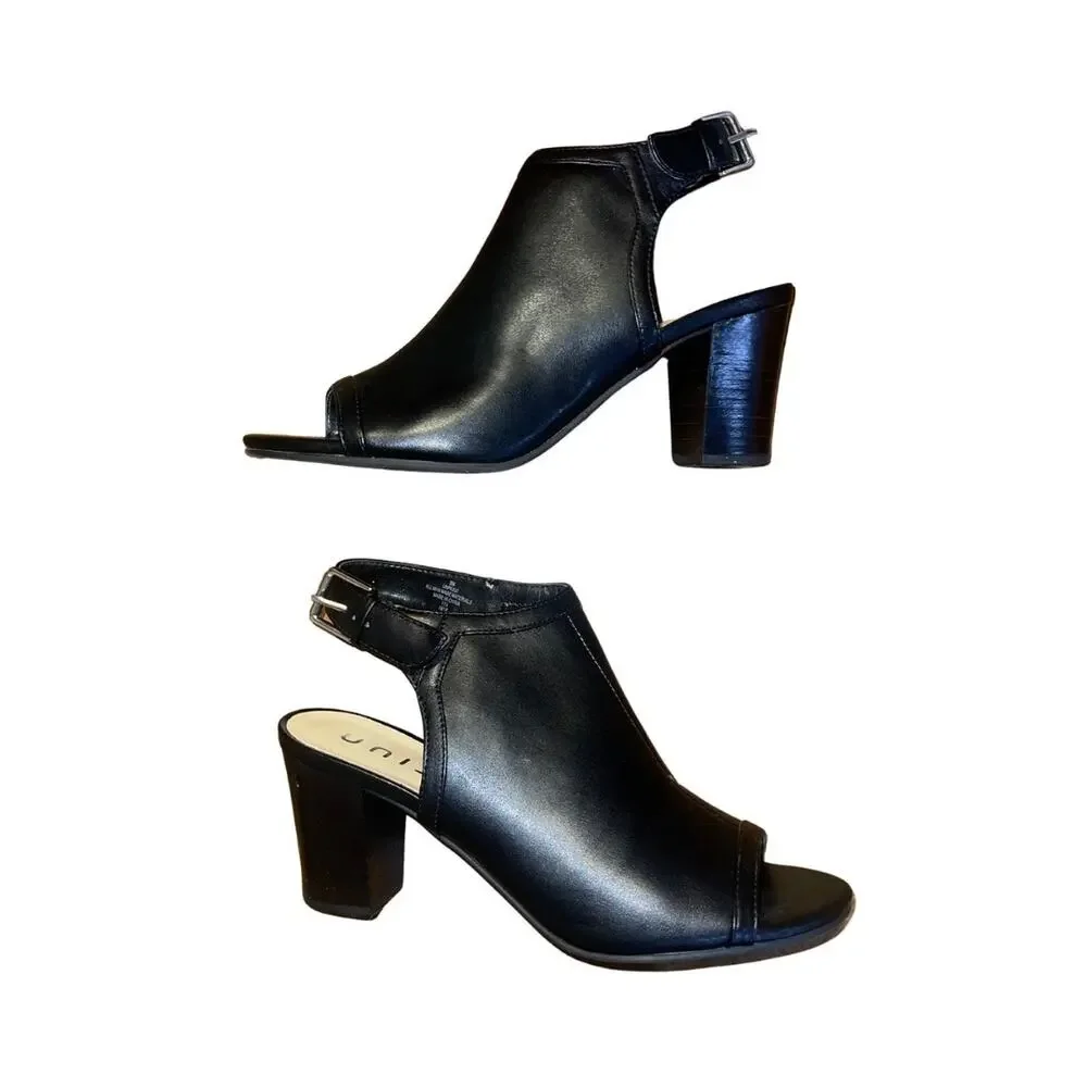 UNISA Open Toe Heel Shoes Shootie Size 9 Chunky Heel Western Peeptoe